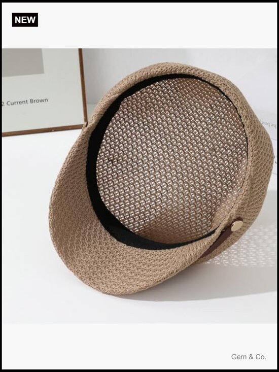 Breathable Newsboy Hat with Decorative Strap, Short Brim, Lightweight, One Size main image 5